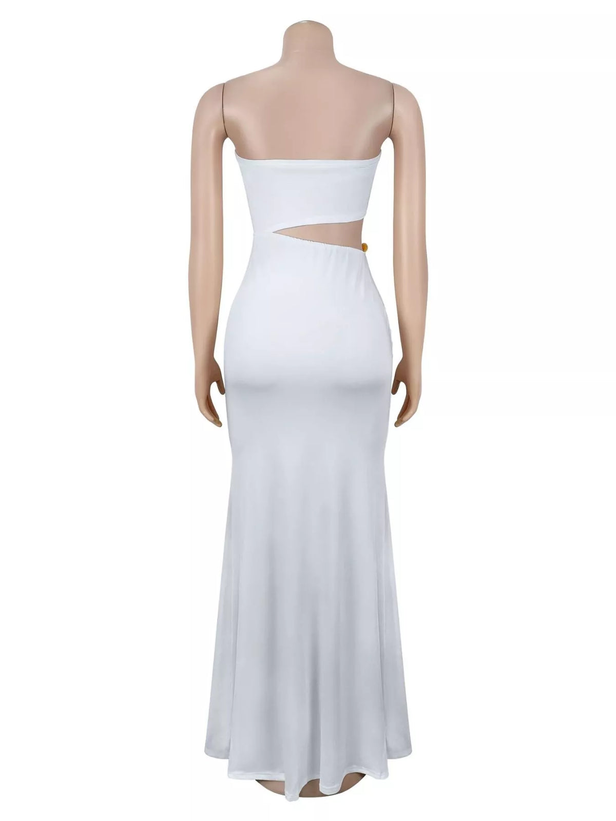 Strapless Cut-out Maxi Dress with Ruched Detail - Lilixa.store