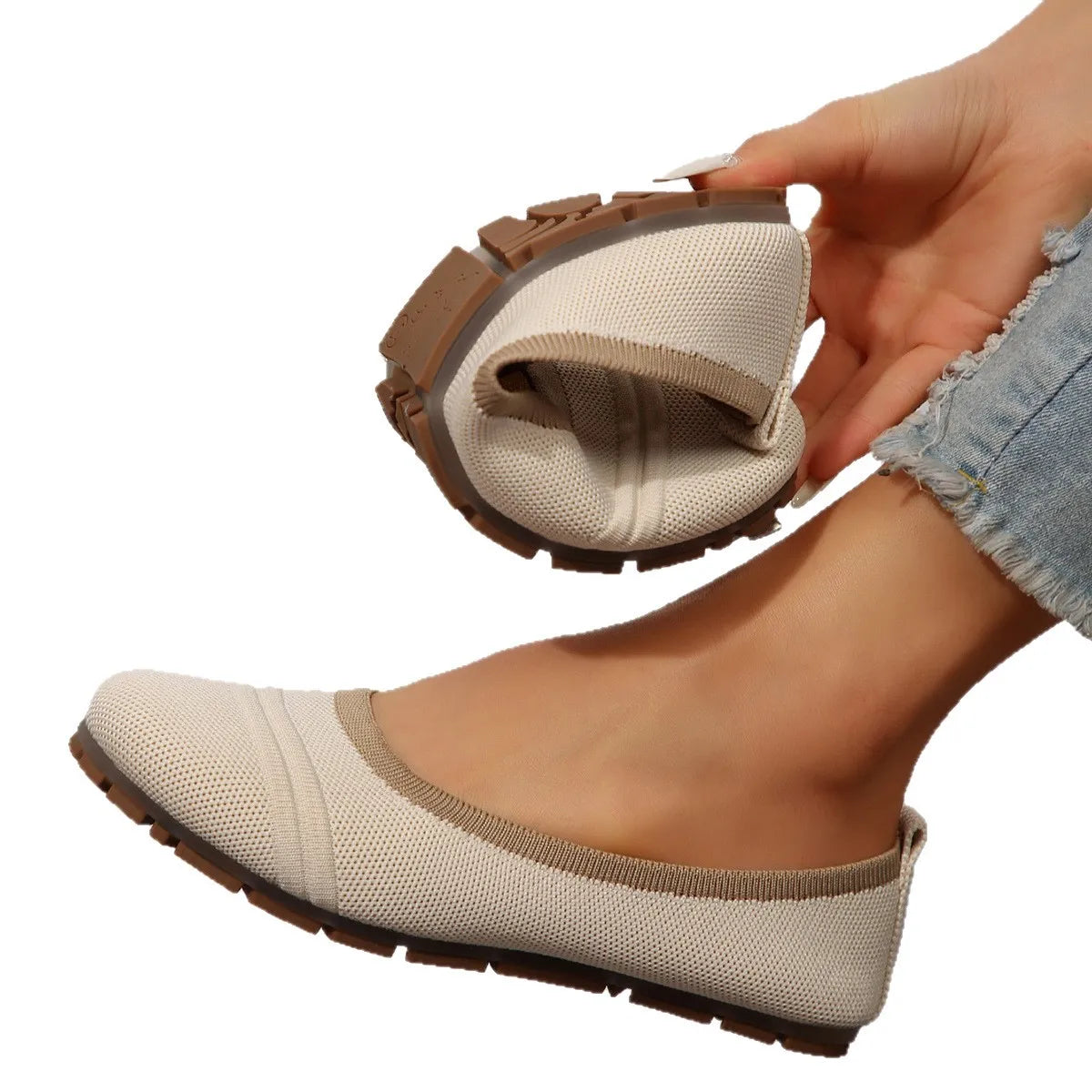 Mesh Round Toe Flat Slip-Ons, view 12