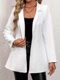 Textured Open Front Slim Fit Blazer - Lilixa.store