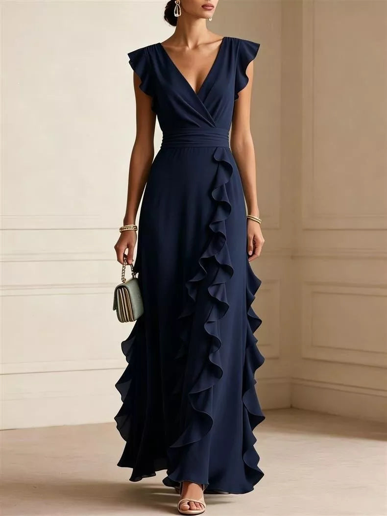 Ruffled Surplice Maxi Dress