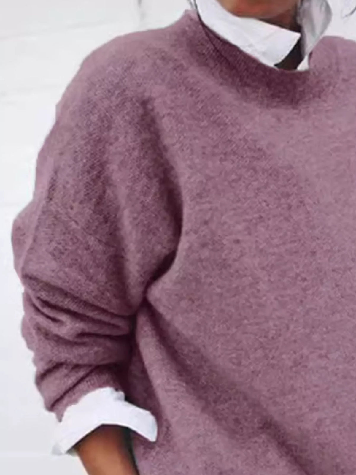 Full Size Round Neck Long Sleeve Sweater Plus Size - Lilixa.store