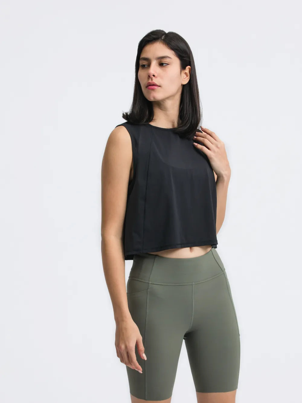 Millennia Round Neck Cropped Active Tank - Lilixa.store