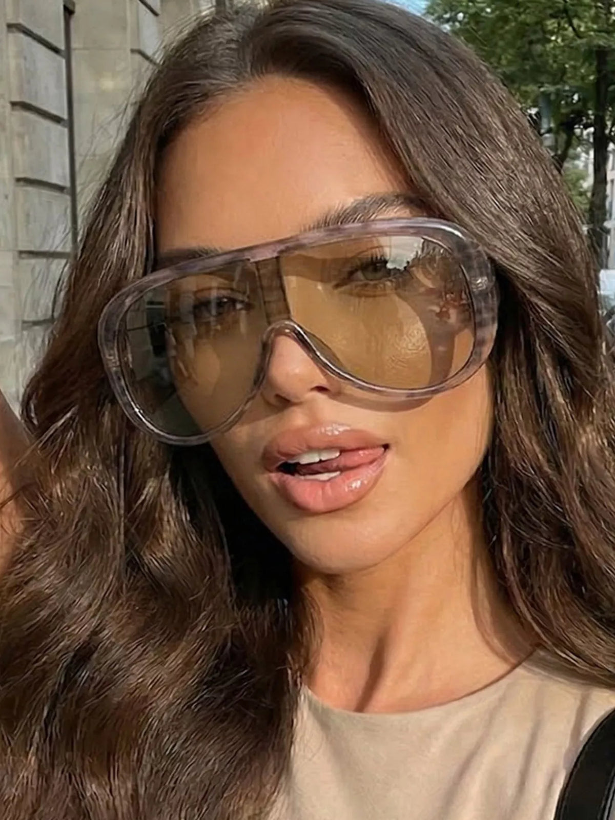 Oversized Sunglasses with Tinted Lenses - Lilixa.store
