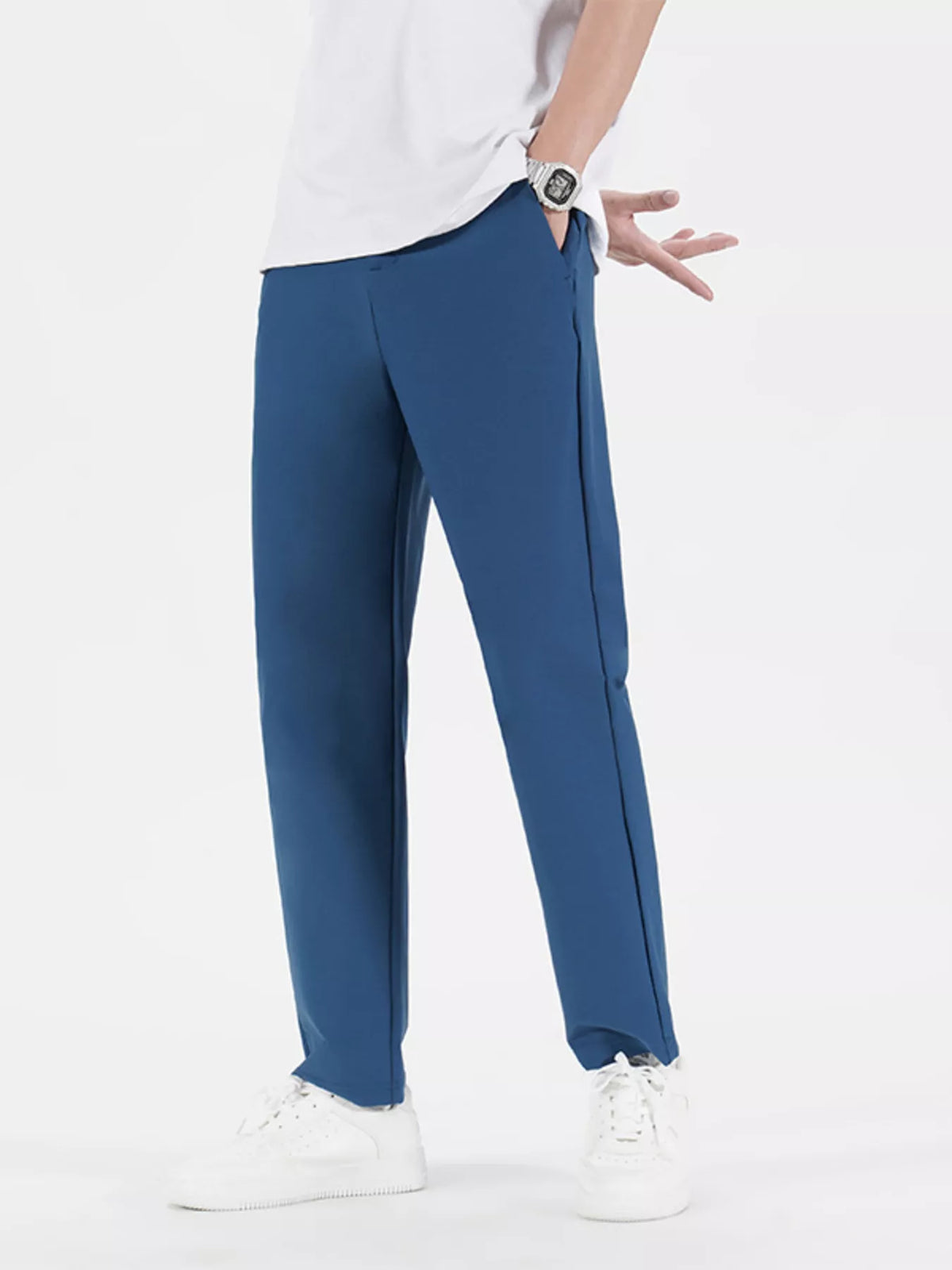 Men's Plus Size Casual Loose Fit Pants in Peacock Blue