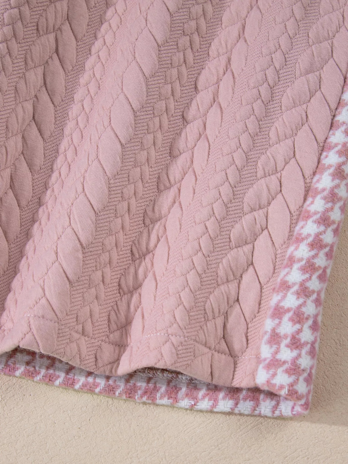 Button Down Houndstooth Color Block Shacket, view 18