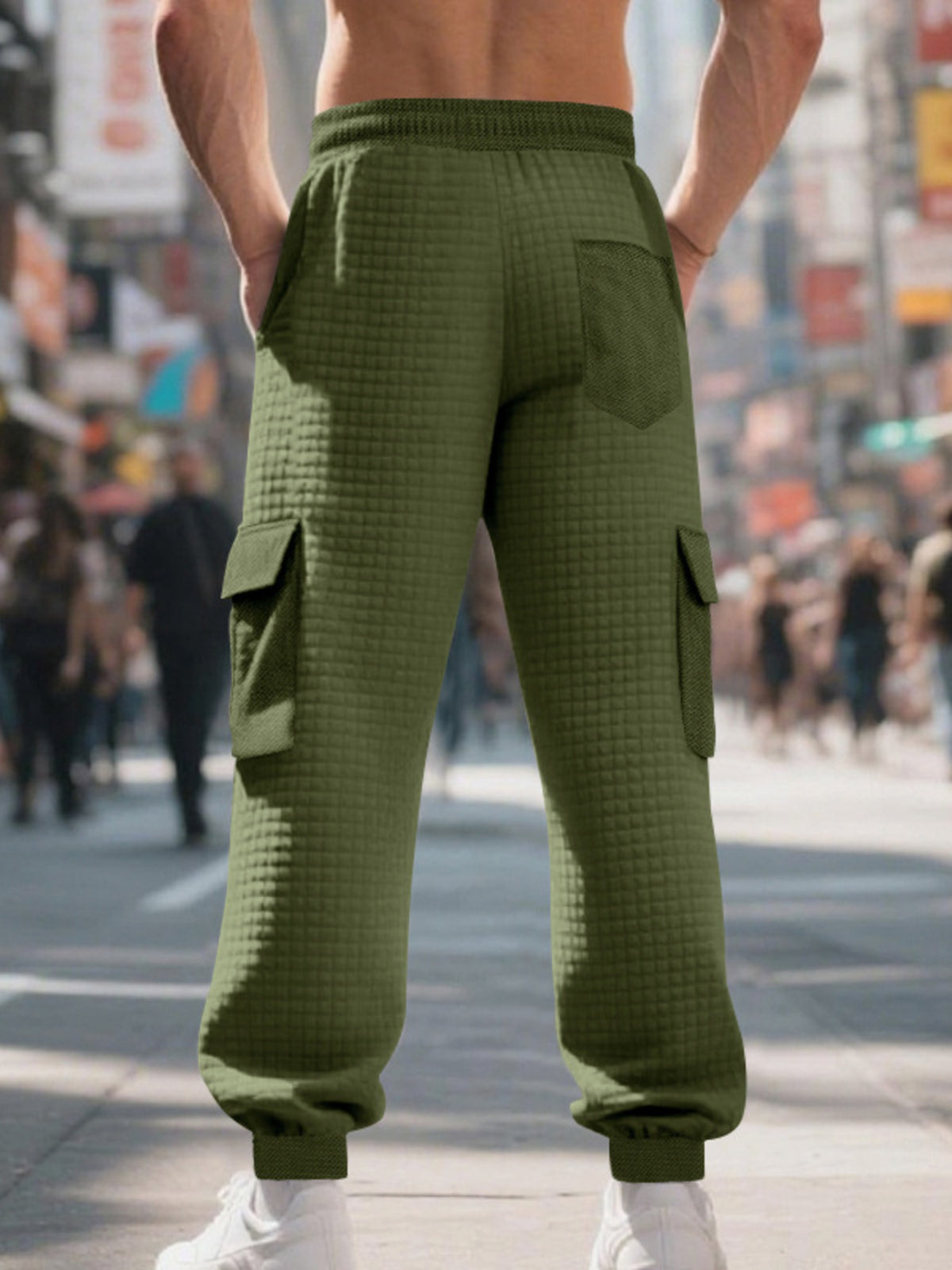 Men's Full Size Textured Cargo Joggers Plus Size