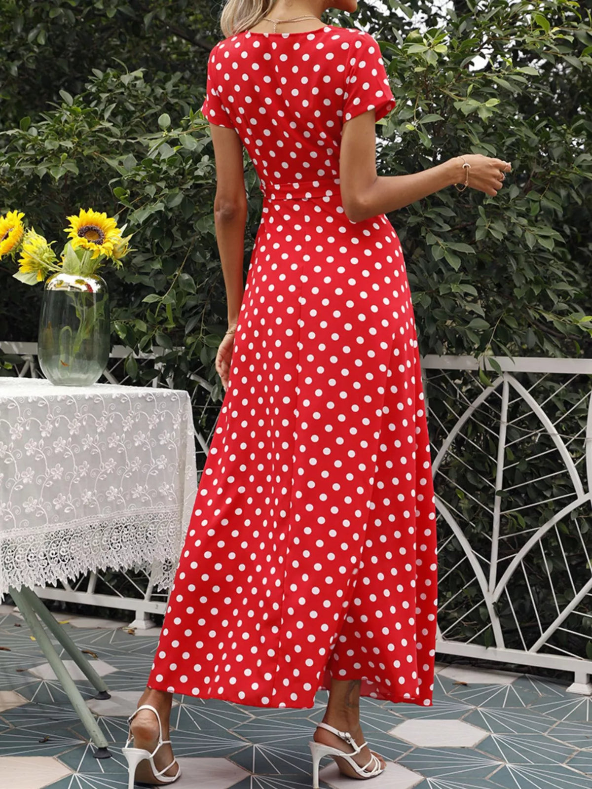 Polka Dot Wrap Maxi Dress, view 14