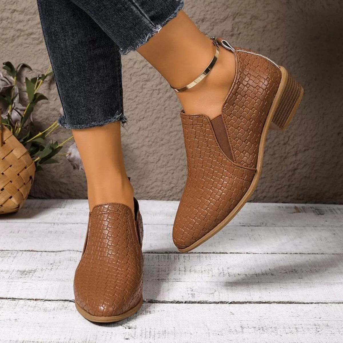 Point Toe Block Heels Ankle Boots, view 7
