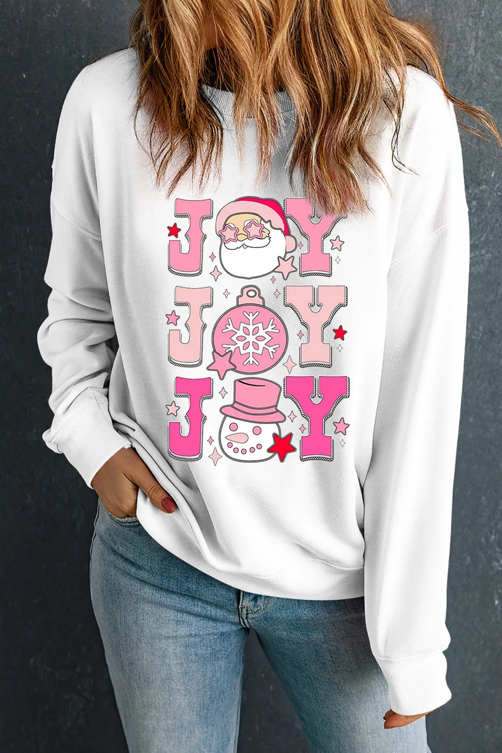 JOY Round Neck Long Sleeve Sweatshirt - Lilixa.store