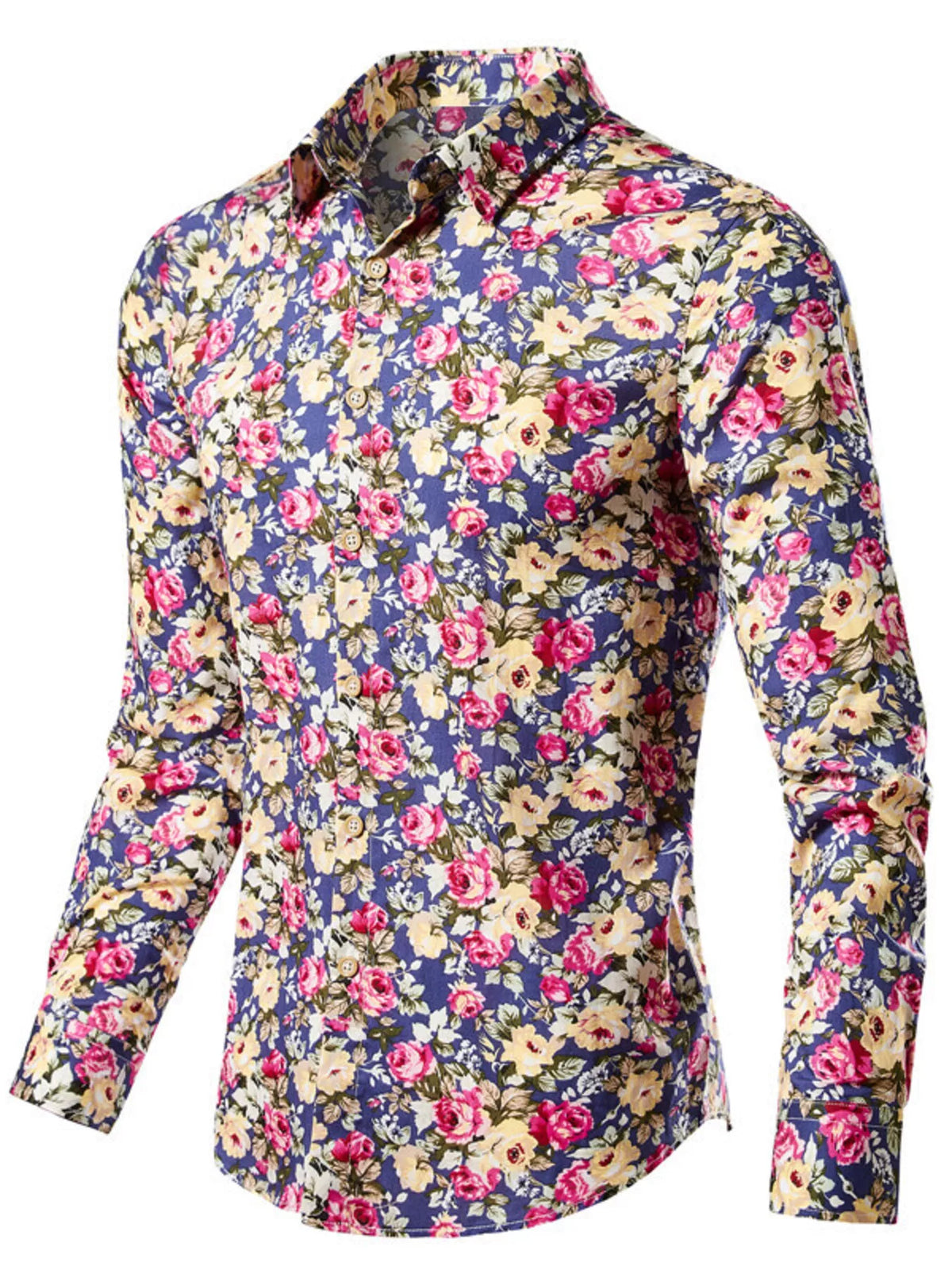 Men's Plus Size Floral Print Long Sleeve Shirt - Lilixa.store