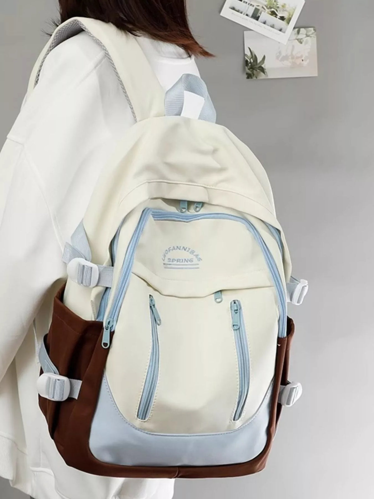 Color Block Lightweight Backpack Bag - Lilixa.store