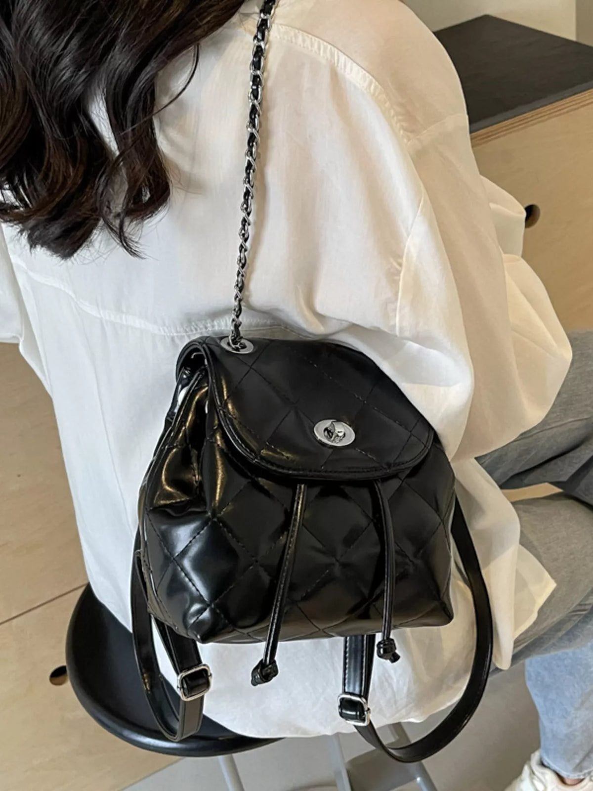 Quilted Chain Backpack Bag - Lilixa.store