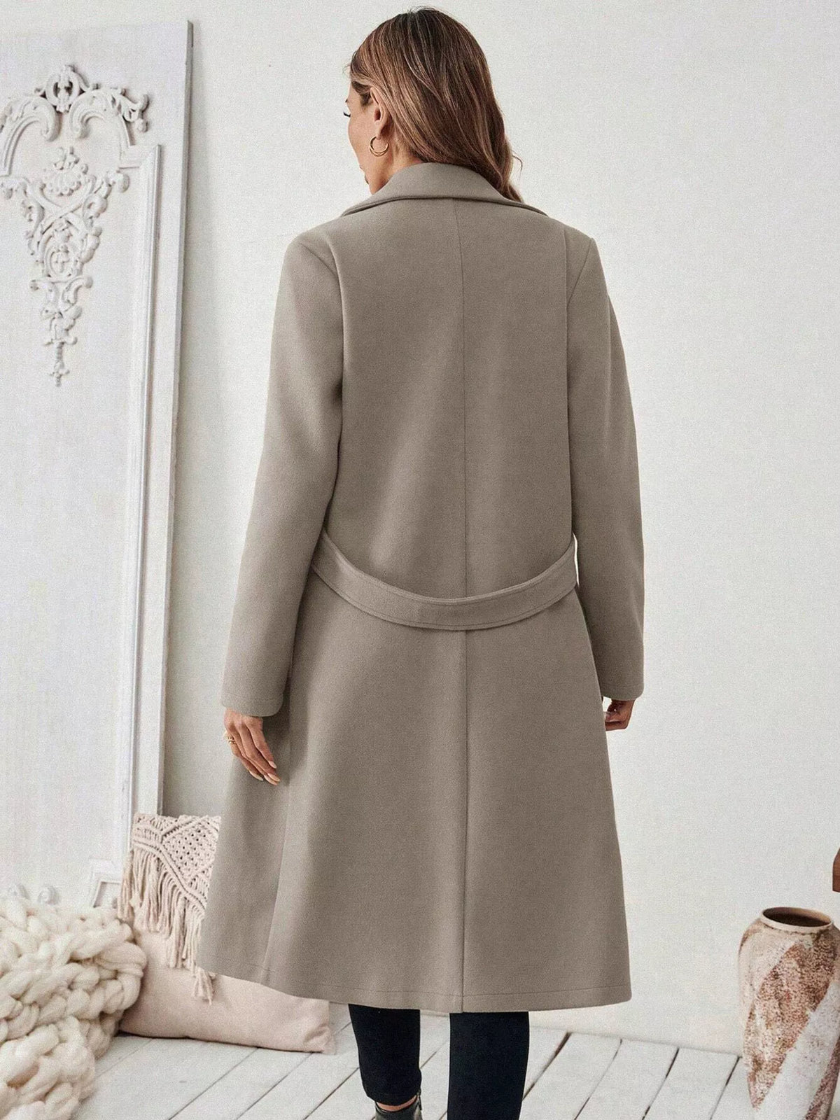 One Button Lapel Collar Overcoat - Lilixa.store