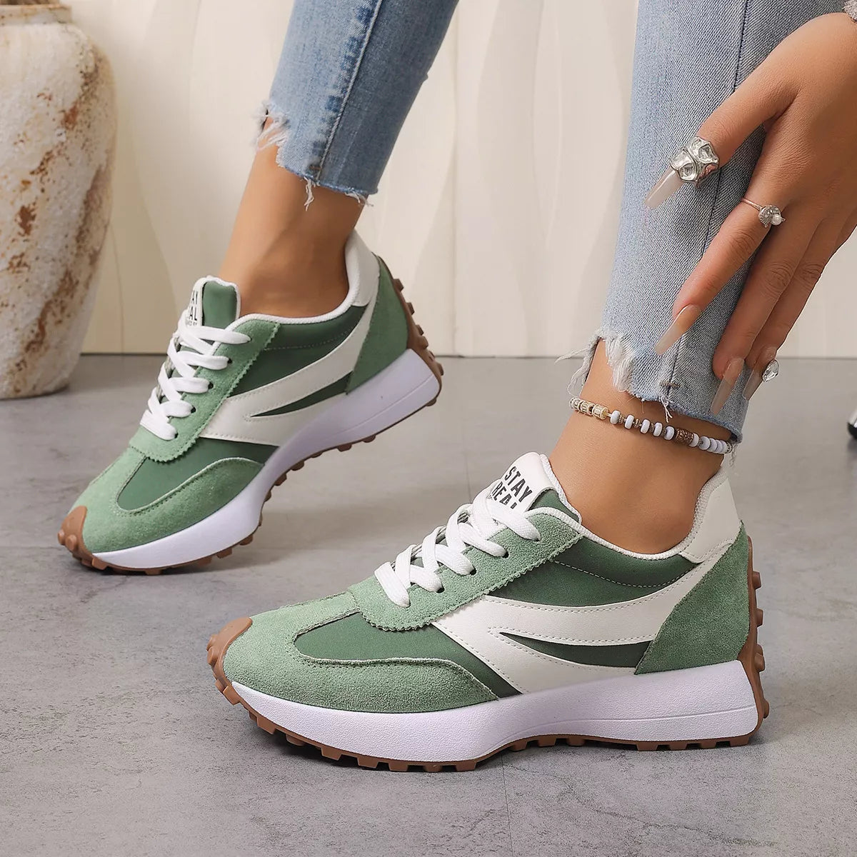 Color‑Blocked Platform Casual Sneakers - Lilixa.store