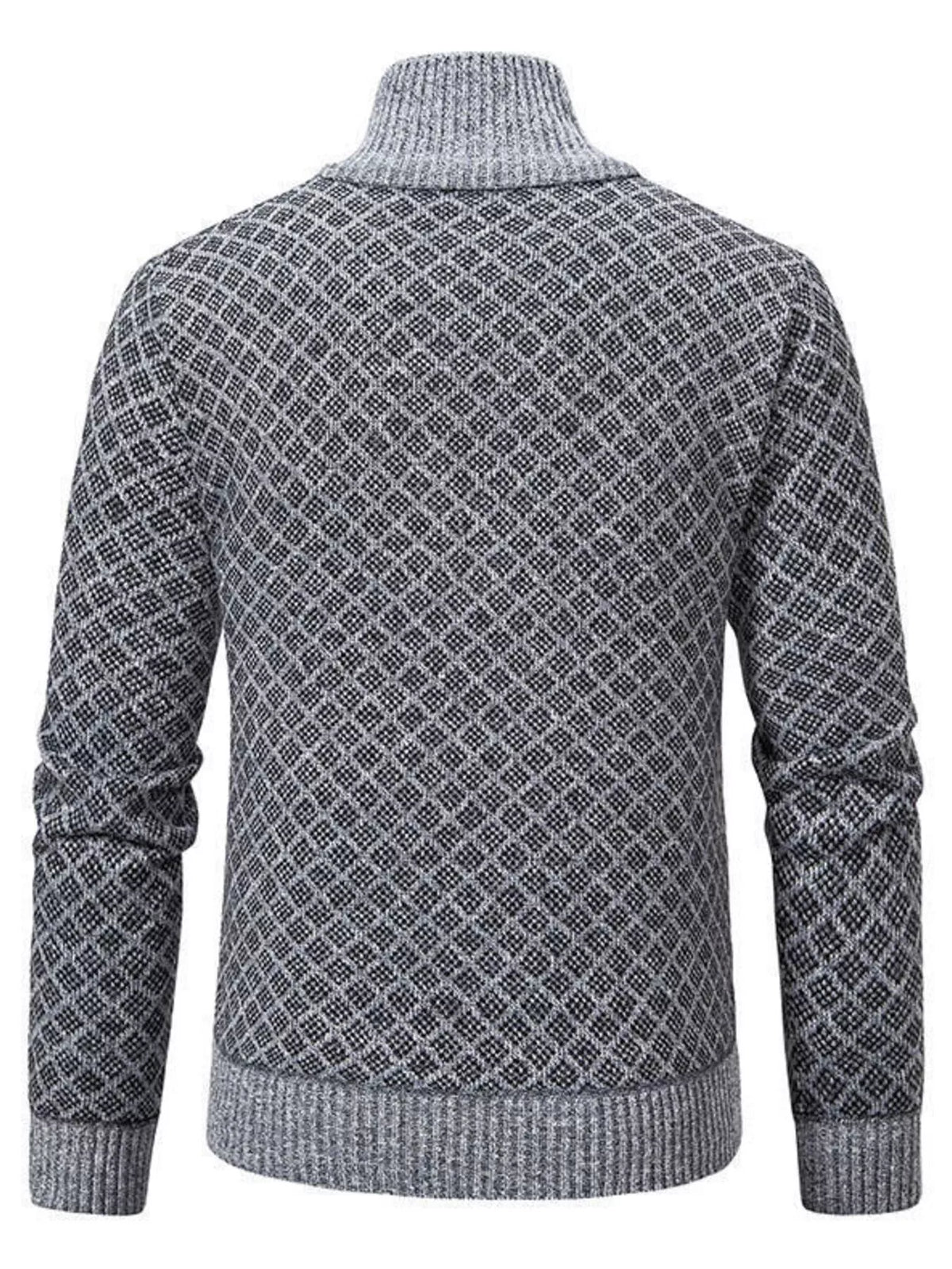 Men's Plus Size Geometric Patterned Full-Zip Cardigan - Lilixa.store