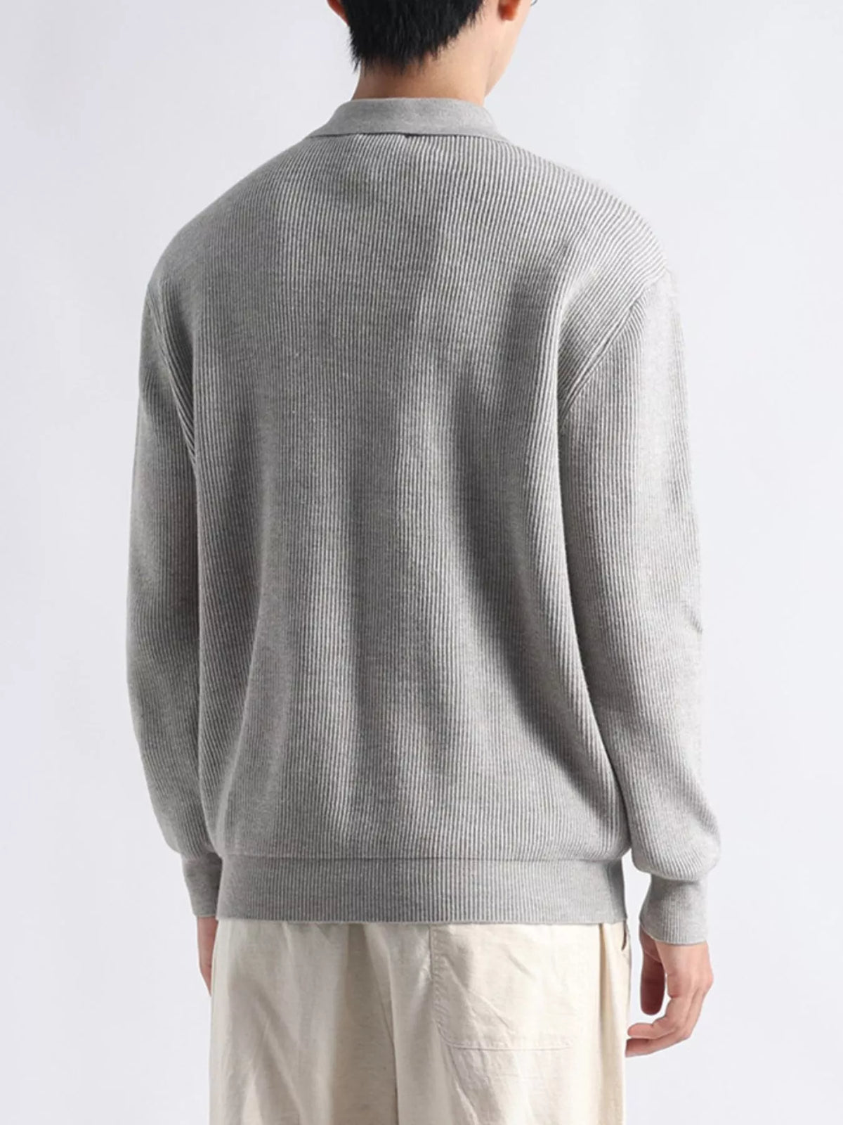 Men's Plus Size Ribbed Knit Polo Collar Sweater - Lilixa.store