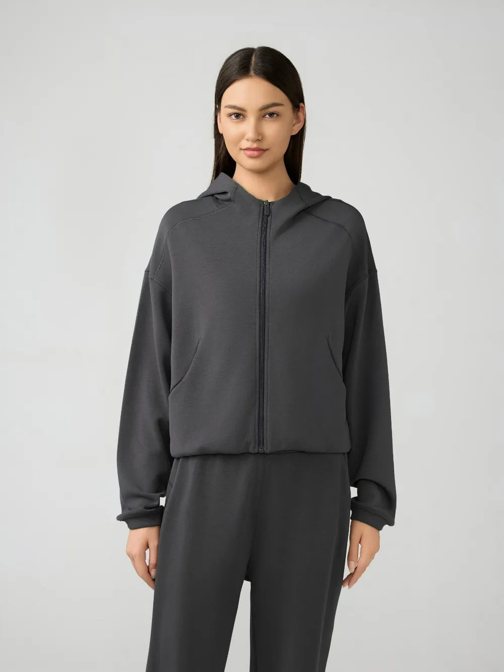 Millennia Zip Up Dropped Shouder Active Hooded - Lilixa.store