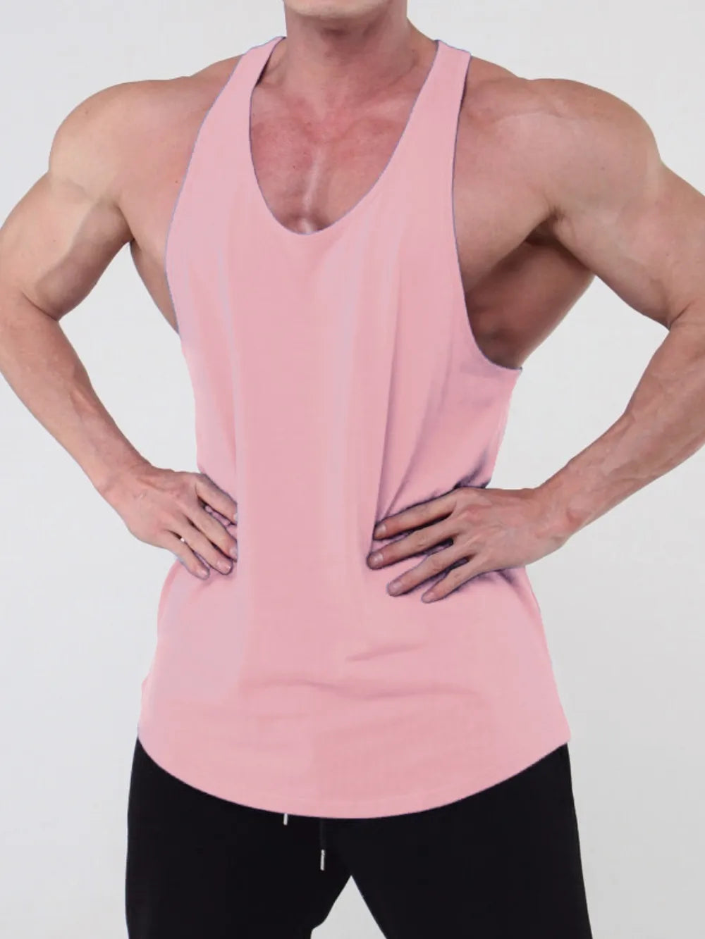 Men's Plus Size Round Neck Racerback Tank in Dusty Pink
