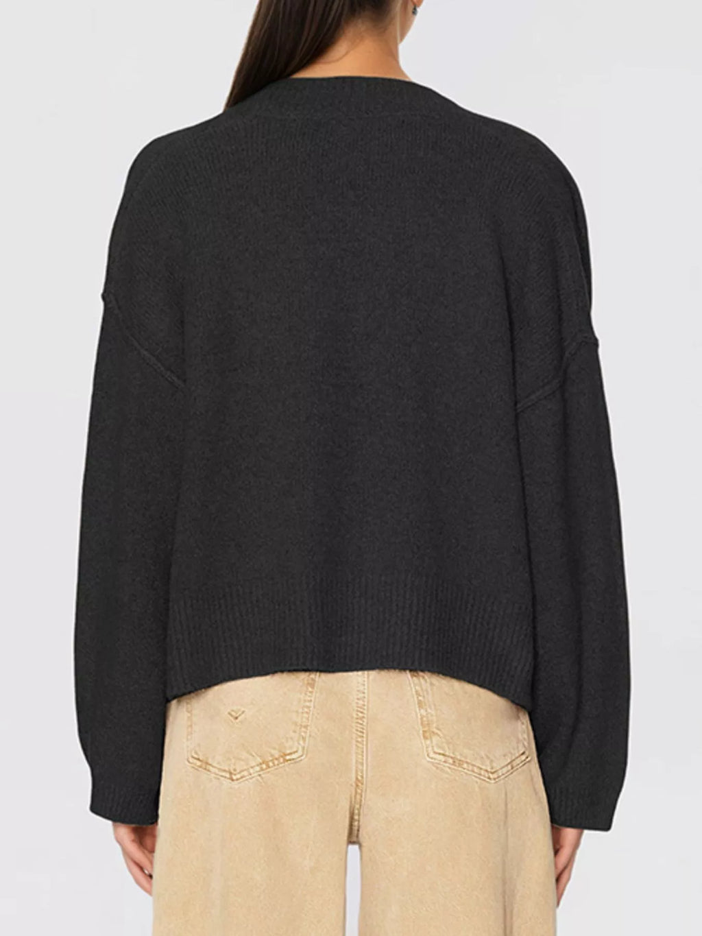 Gold Buttons V-Neck Cardigan - Lilixa.store