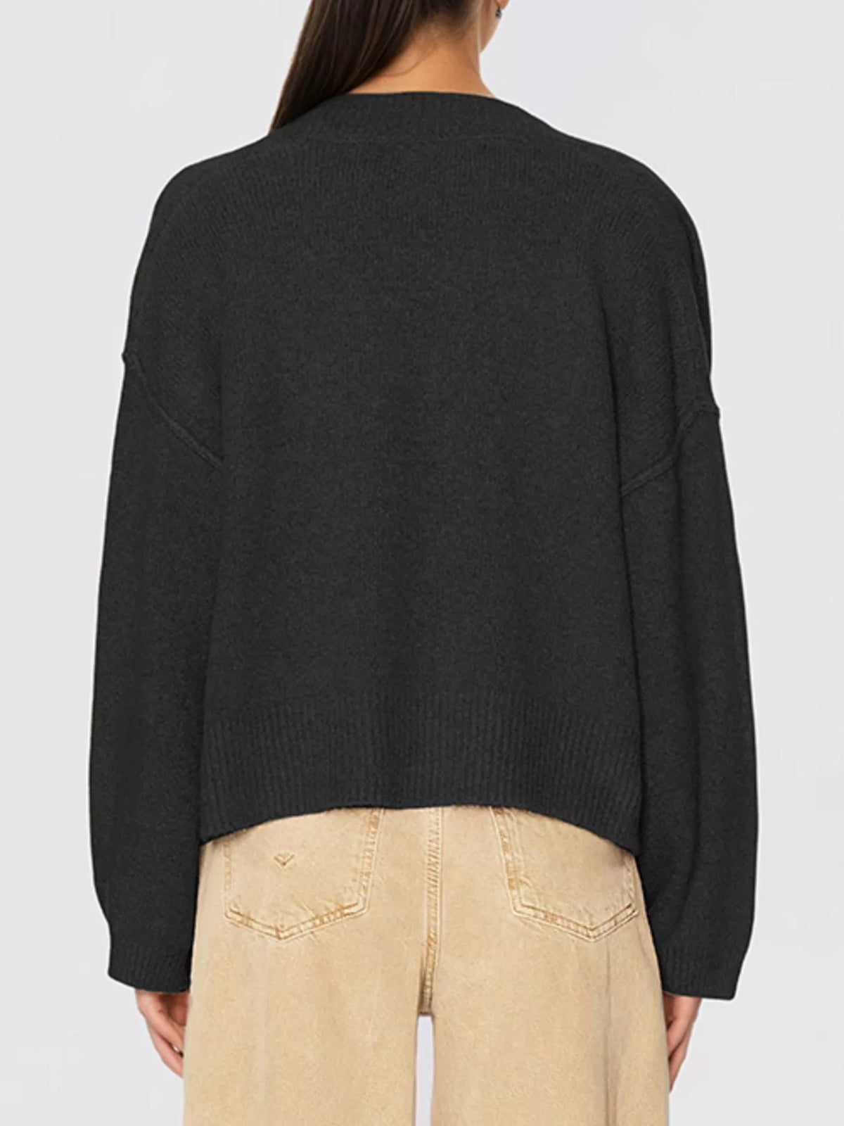 Gold Buttons V-Neck Cardigan - Lilixa.store