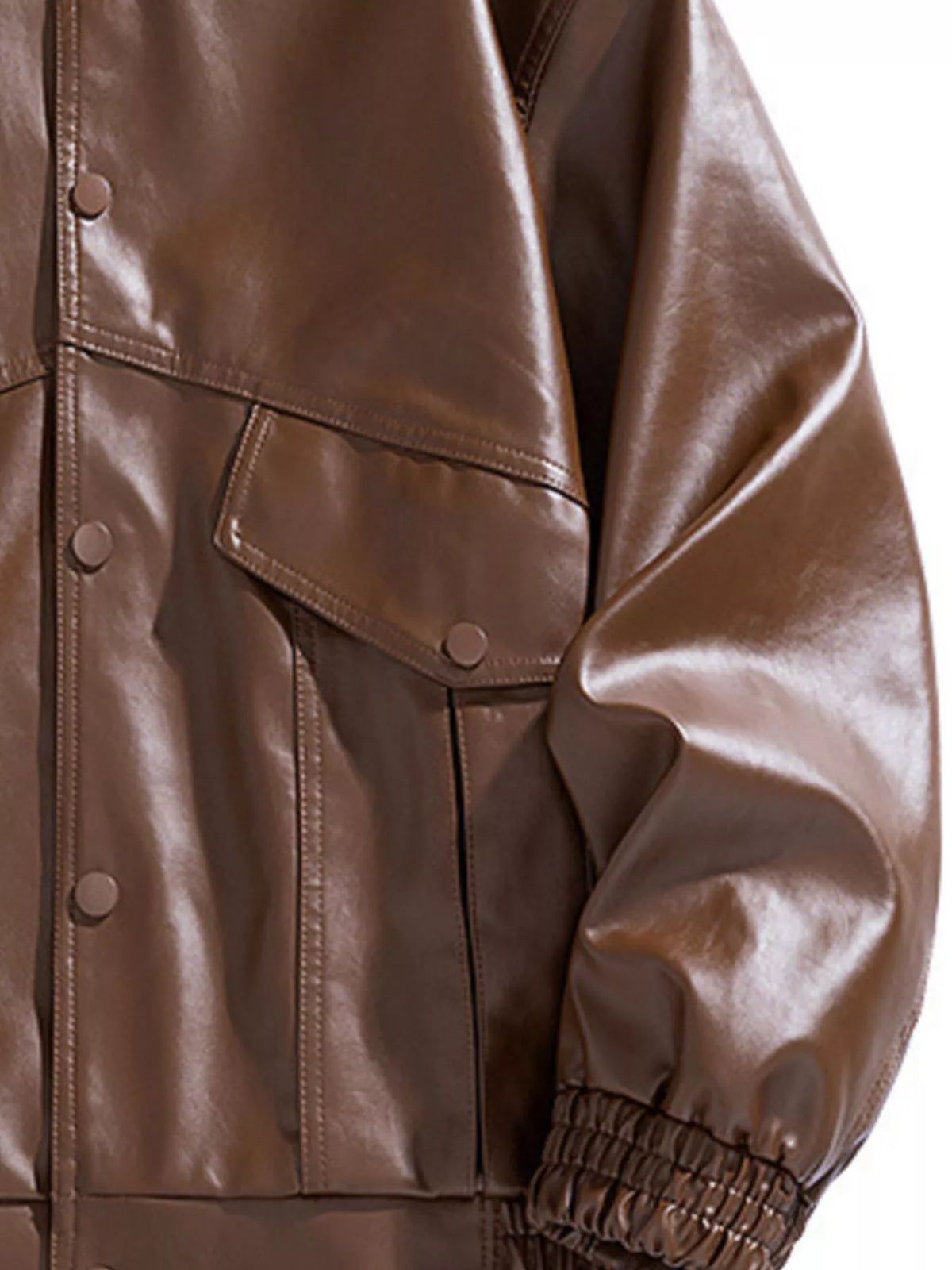 Men's Plus Size Unisex Oversized Faux Leather Bomber Jacket, view 4