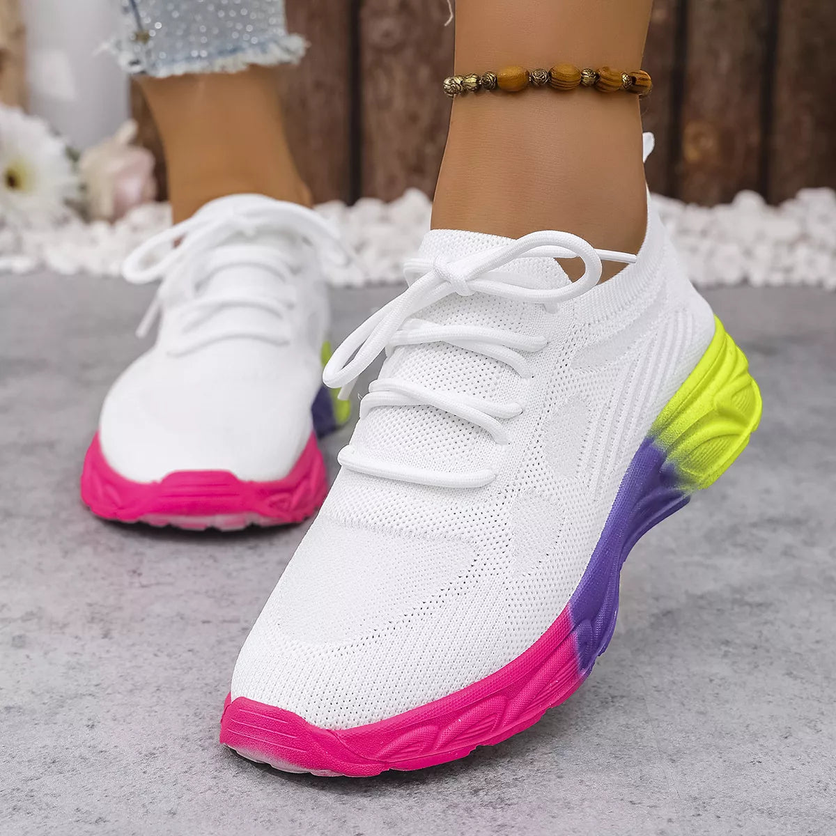 Lace Up Round Toe Sneakers - Lilixa.store