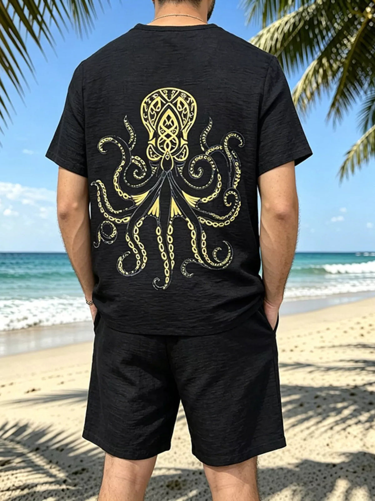 Men's Full Size Round Neck Tee and Shorts Set Plus Size - Lilixa.store