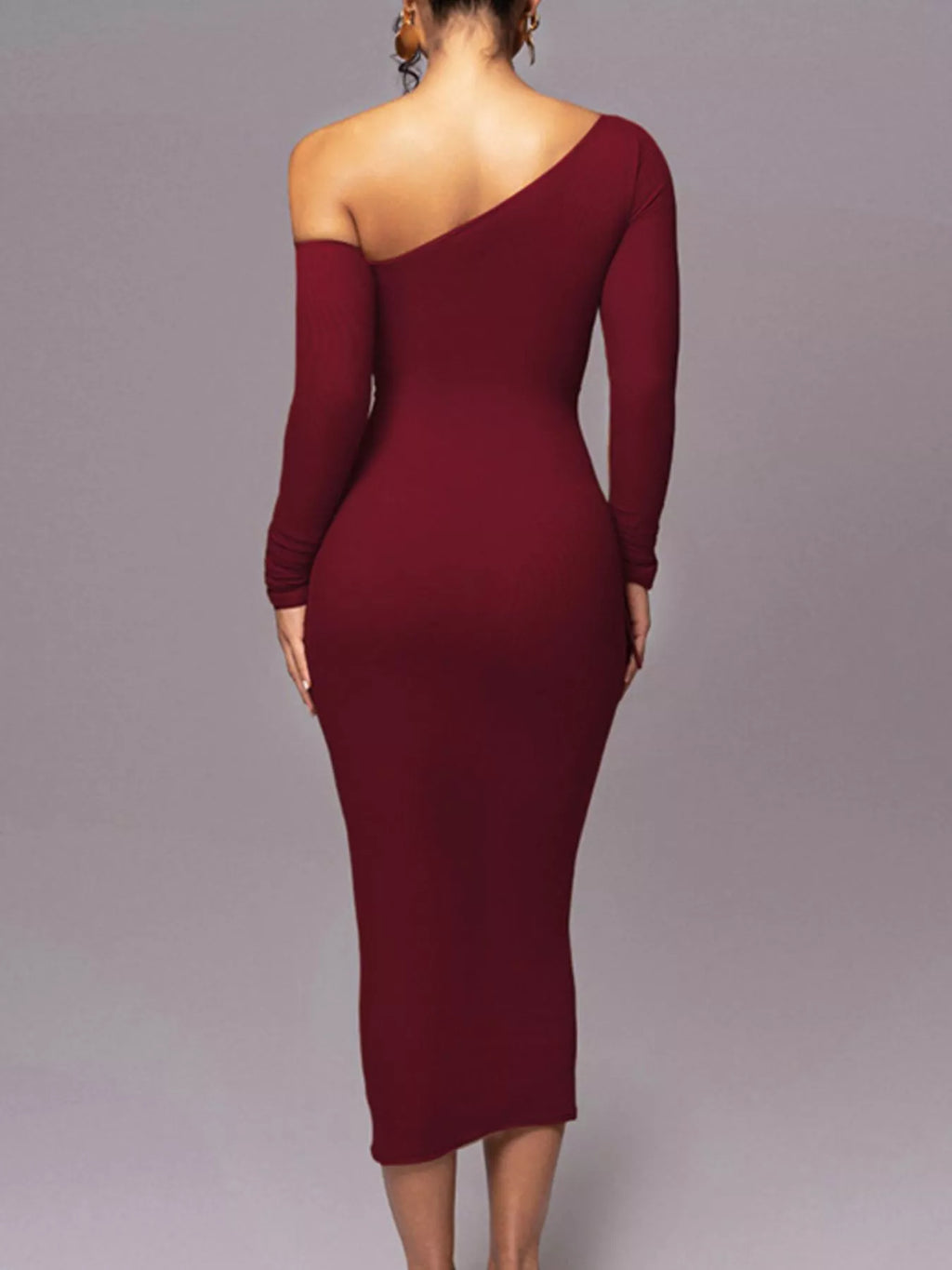 One-Shoulder Ruched Bodycon Midi Dress - Lilixa.store
