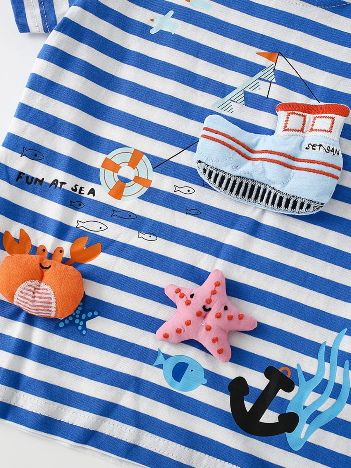 Children's Nautical Adventure Striped Short Sleeve Tee - Lilixa.store