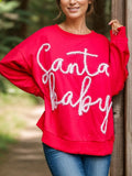 Letter Round Neck Long Sleeve Sweatshirt - Lilixa.store