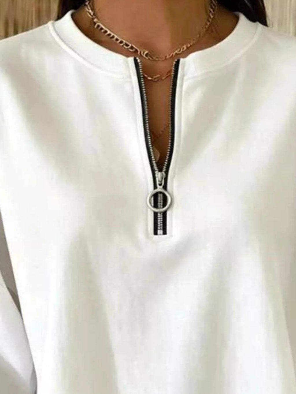 Quarter-Zip Dropped Shoulder Sweatshirt - Lilixa.store