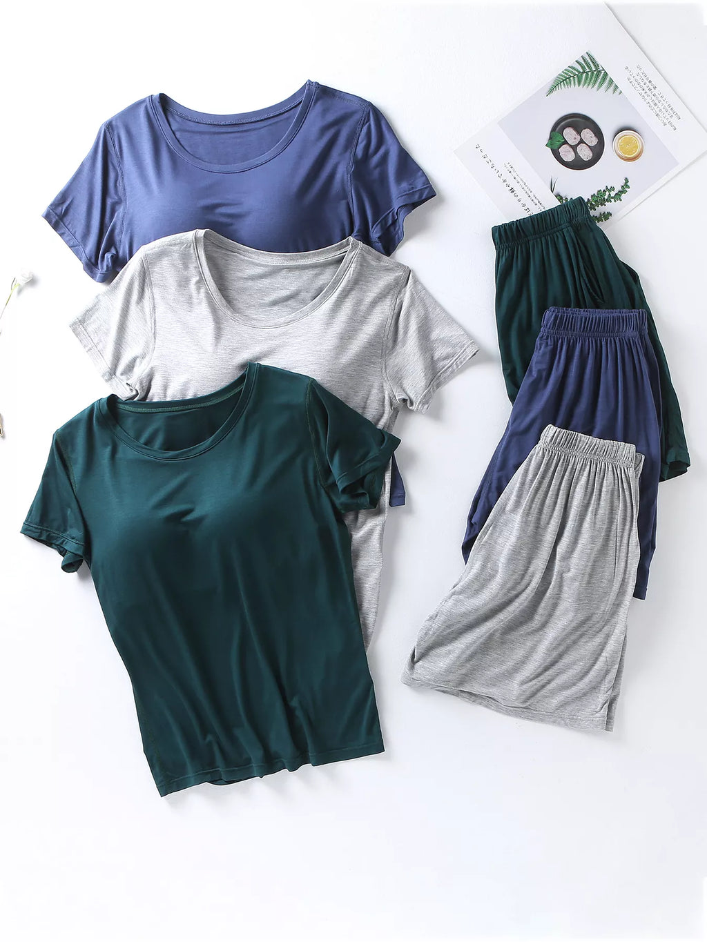 Plus Size Padded Round Neck Modal T-Shirt and Shorts Set - Lilixa.store