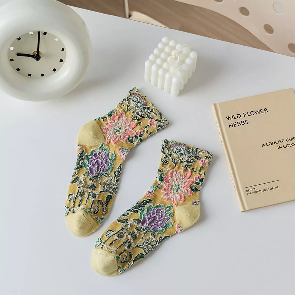 Floral Jacquard Crew Socks - Lilixa.store