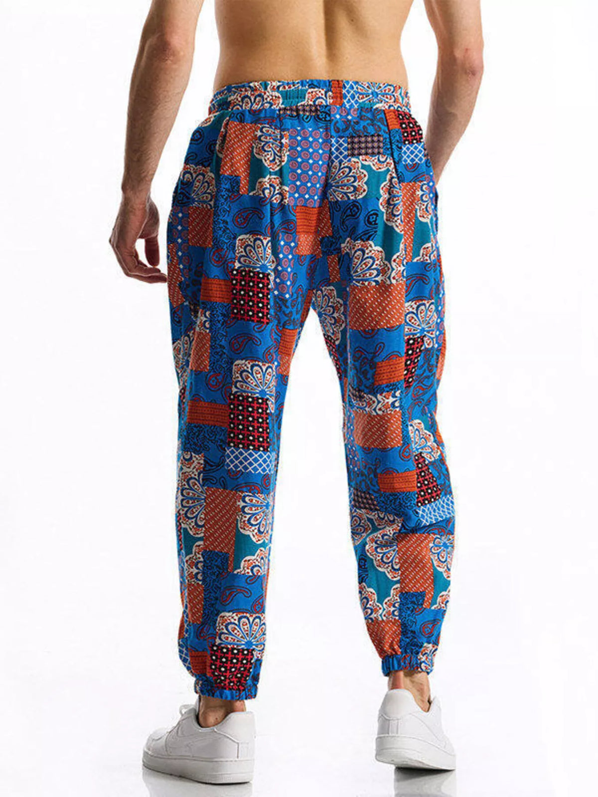 Men's Full Size Printed Drawstring Casual Pants Plus Size