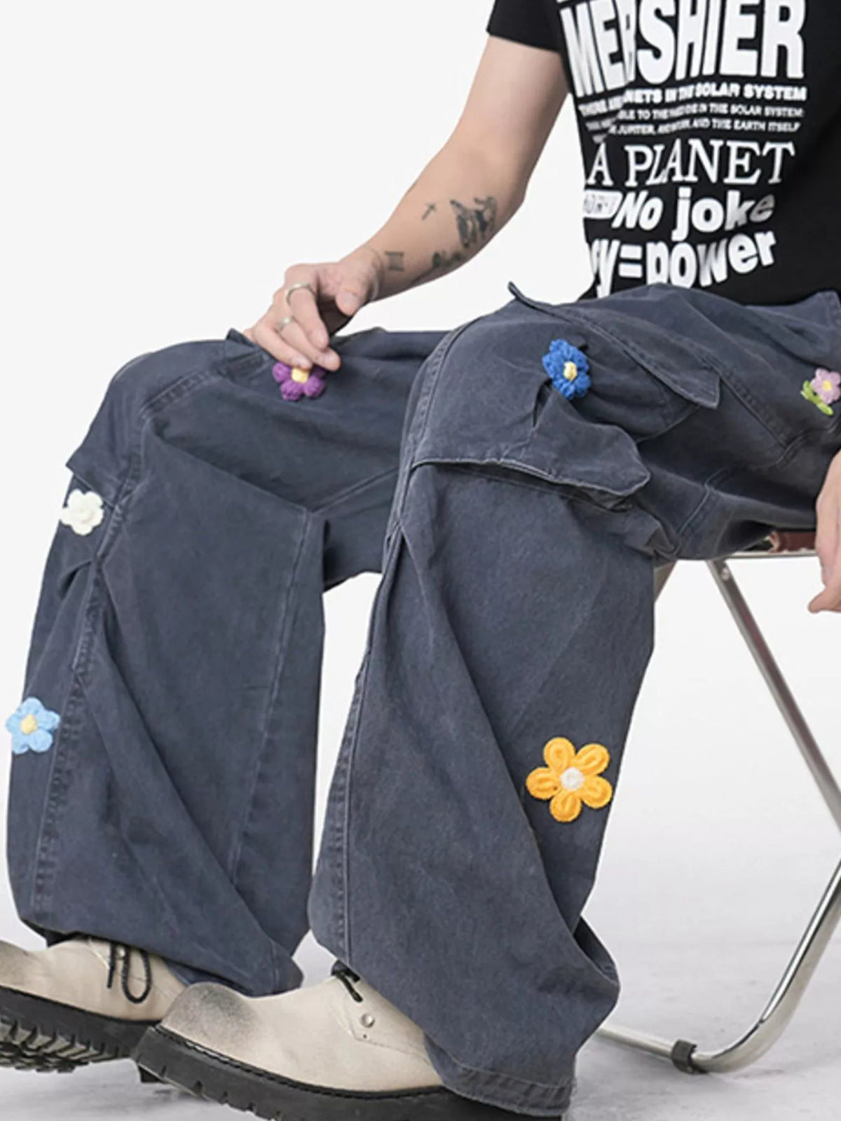 Men's Flower Wide Leg Pants, view 5