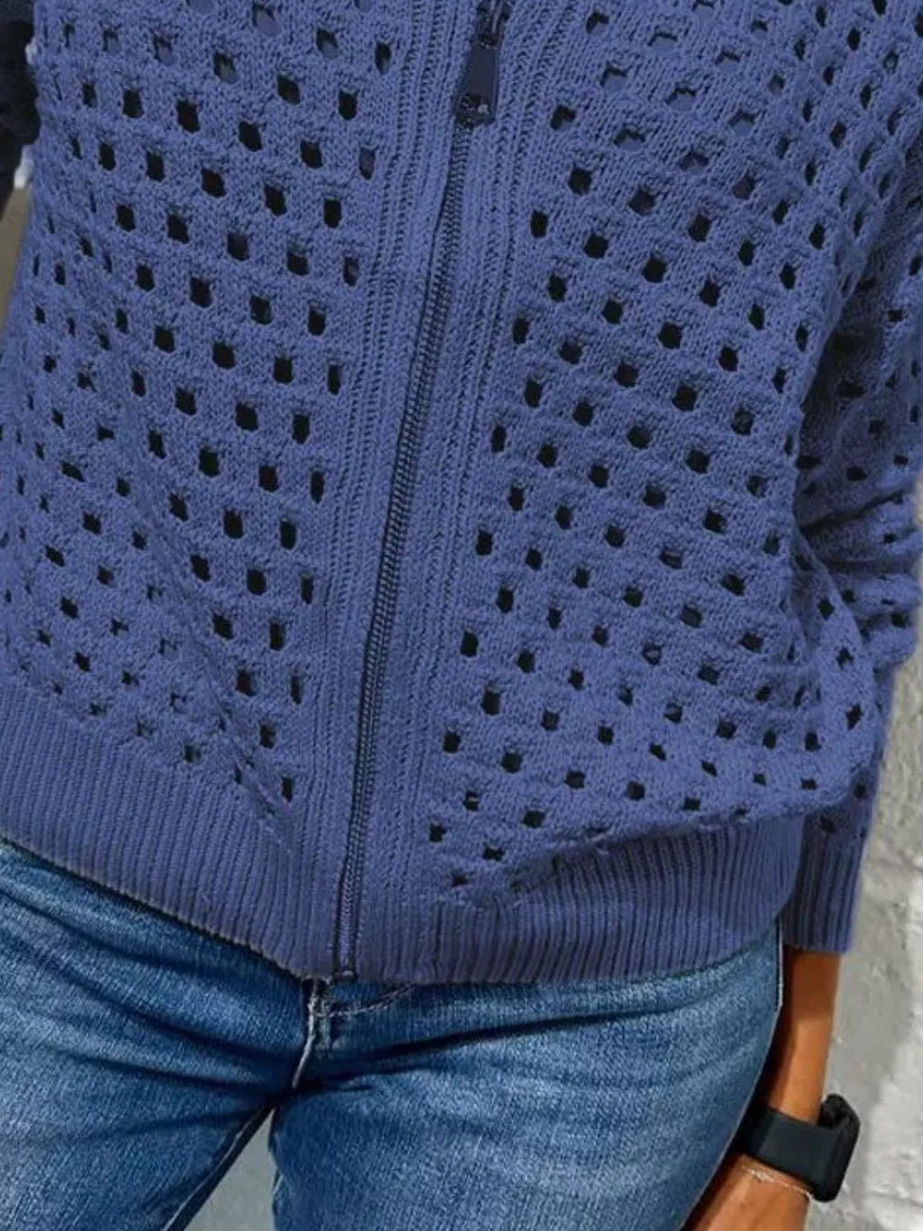 Full Size Crochet Knit Zip-Up Cardigan Plus Size - Lilixa.store