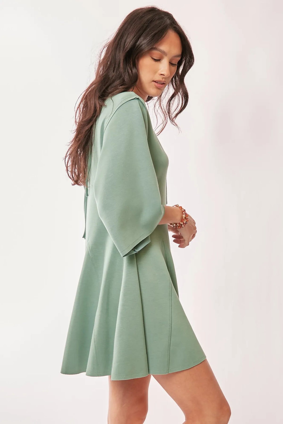 Davi & Dani Solid Draped Sleeve Ties Back Skort Romper - Lilixa.store