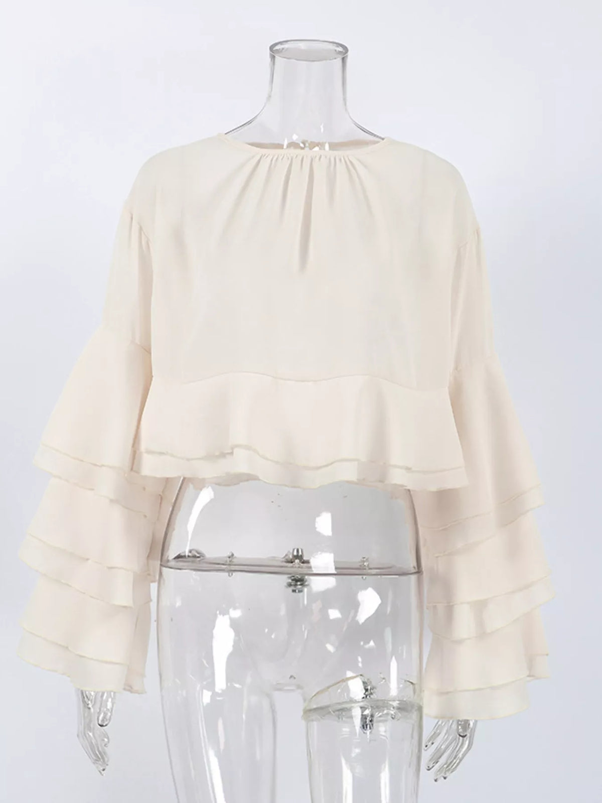 Layered Ruffled Hem Flare Sleeves Blouse - Lilixa.store