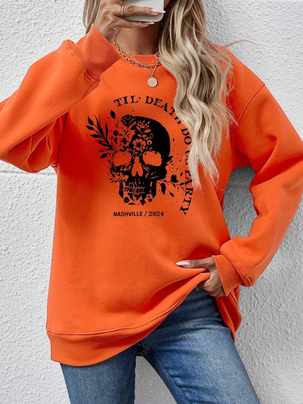 Graphic Round Neck Dropped Shoulder Sweatshirt - Lilixa.store