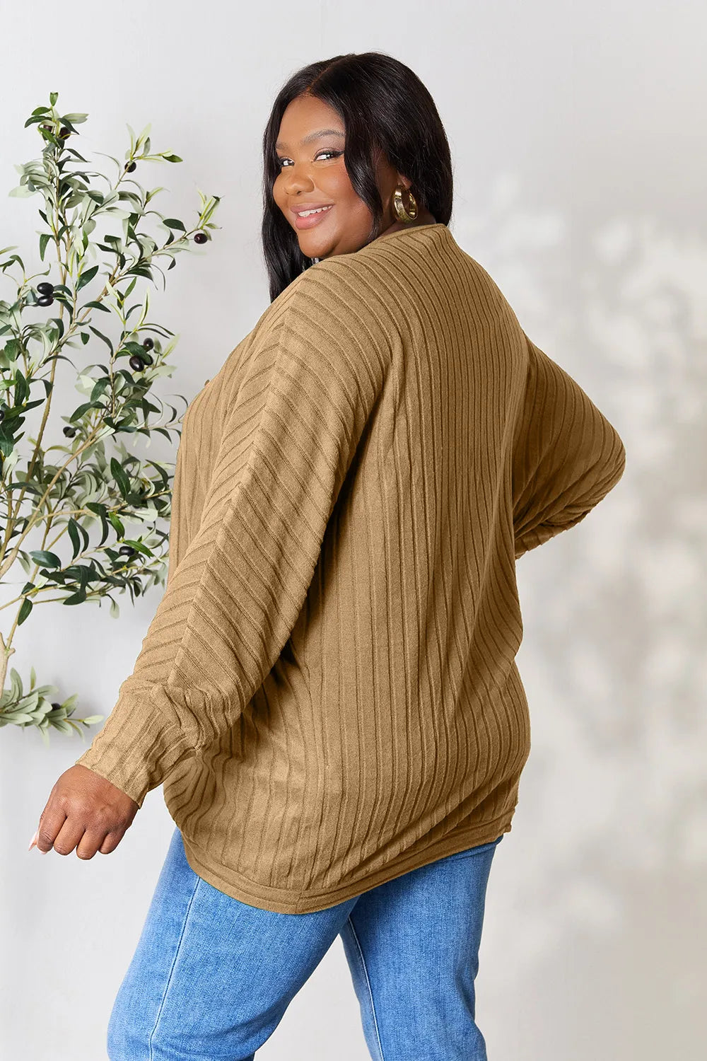 Basic Bae Full Size Ribbed Cocoon Cardigan - Lilixa.store
