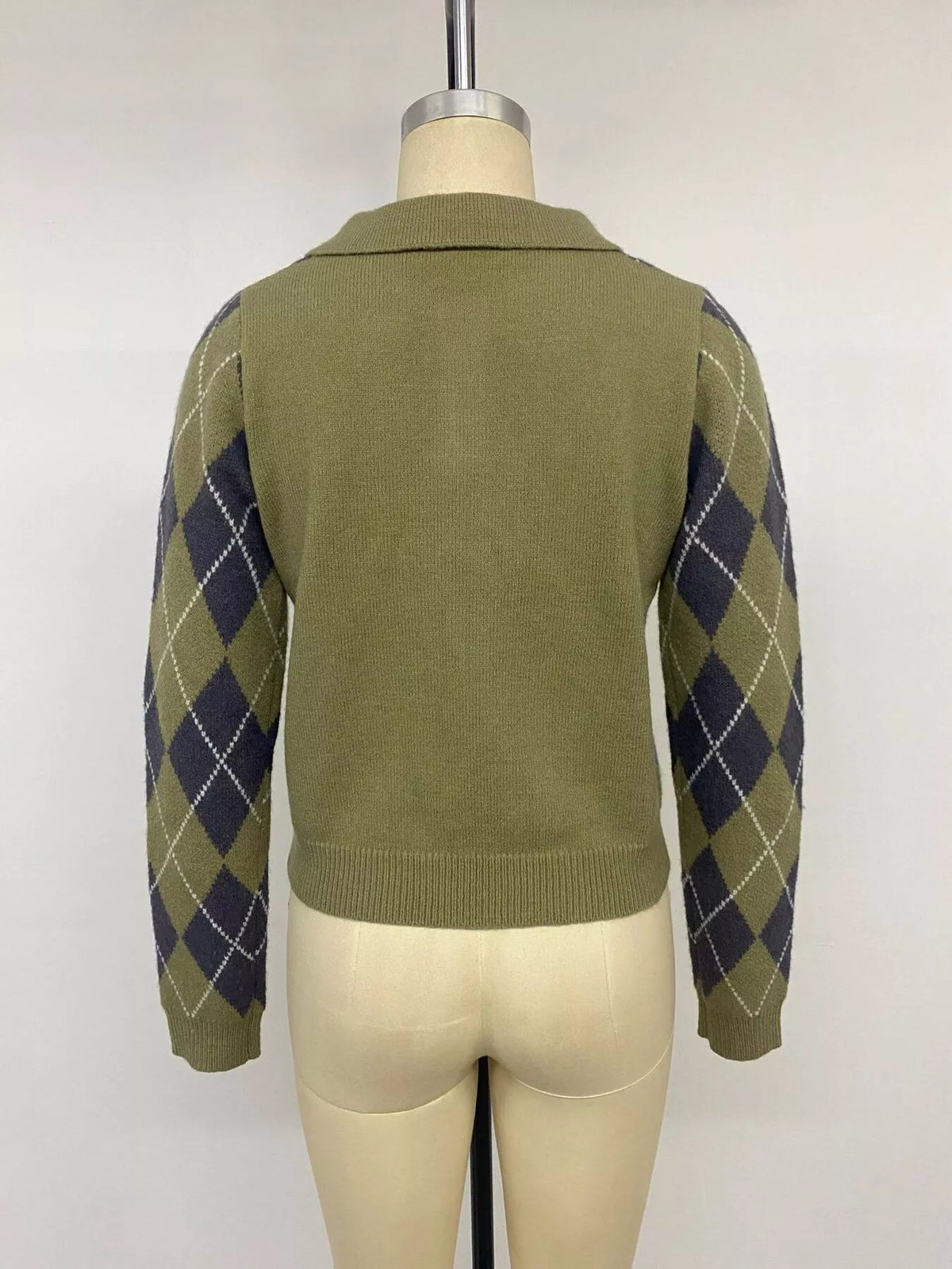 Argyle Pattern Collared Knit Sweater