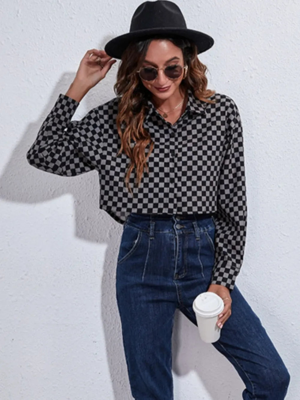 Button Down Printed Cropped Jacket, view 2