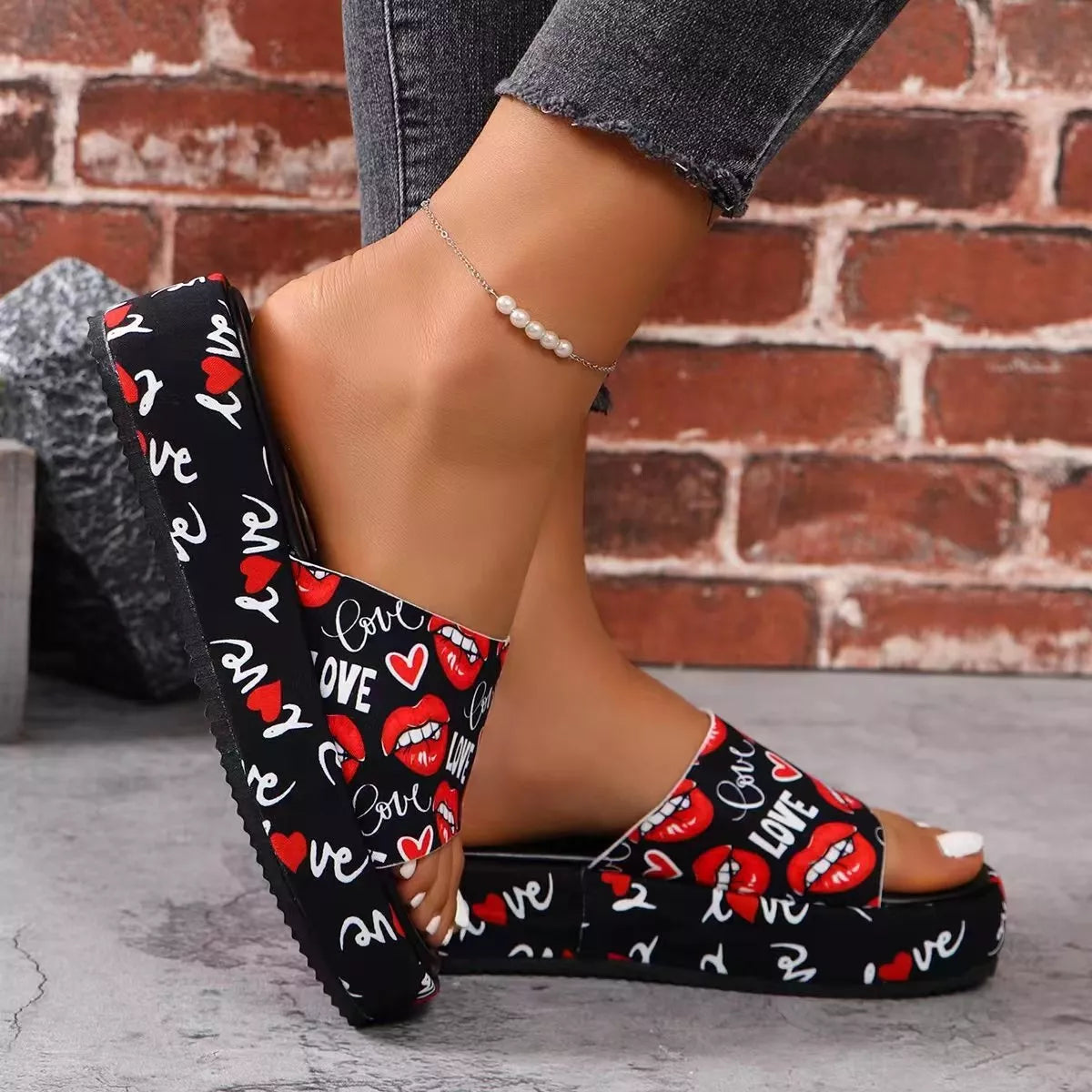Butterfly Print Platform Sandals - Lilixa.store
