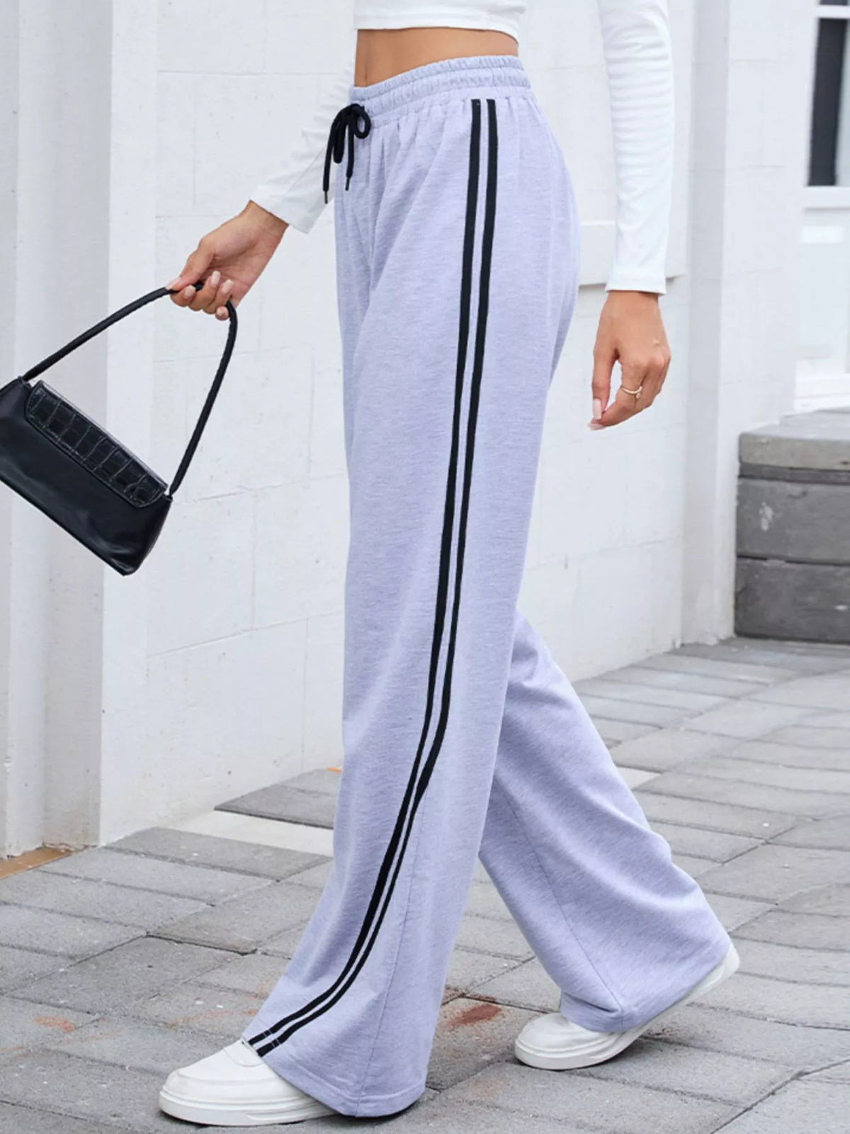 Side Striped Wide Leg Pants - Lilixa.store