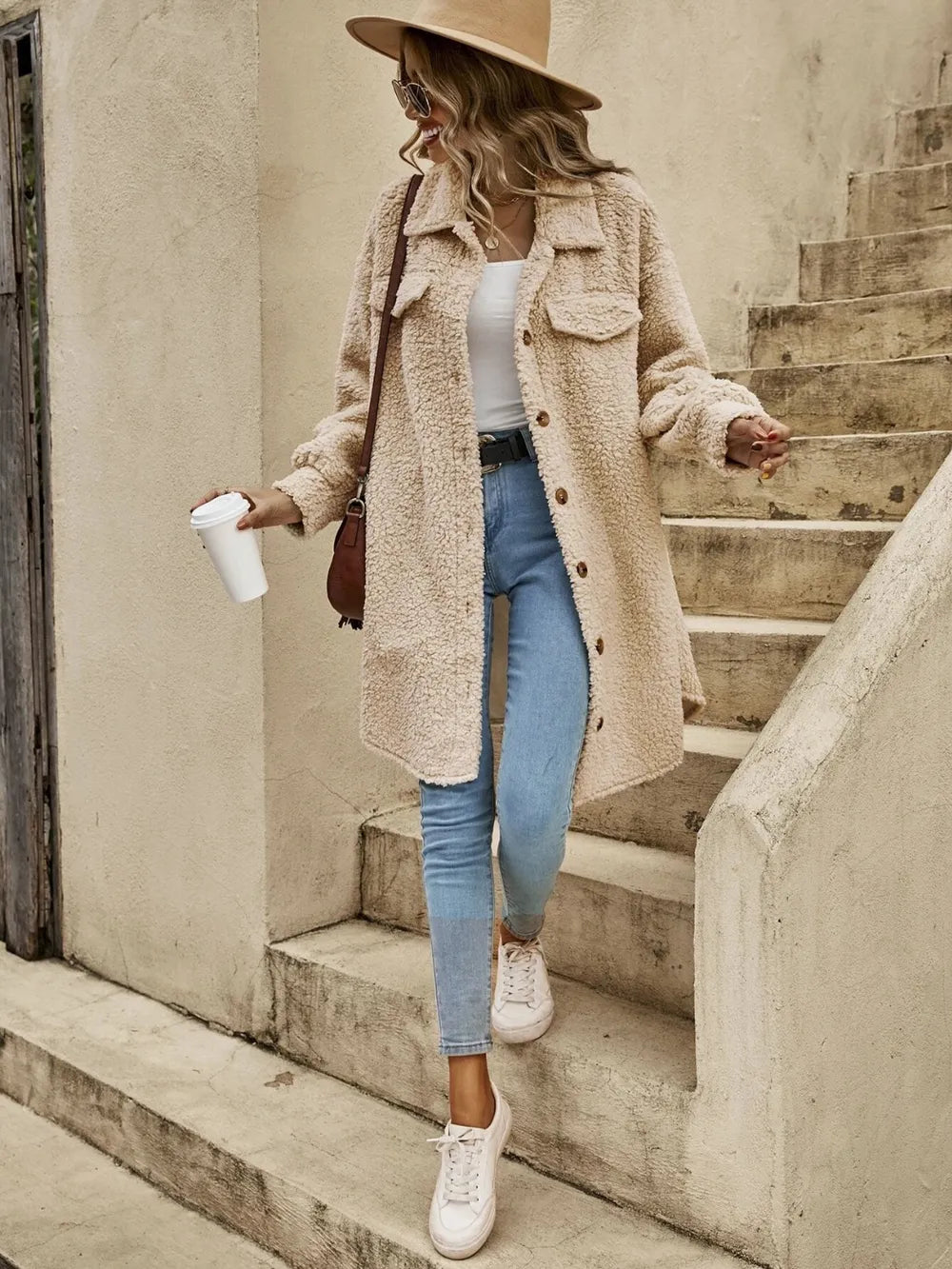 Collared Button Down Coat - Lilixa.store