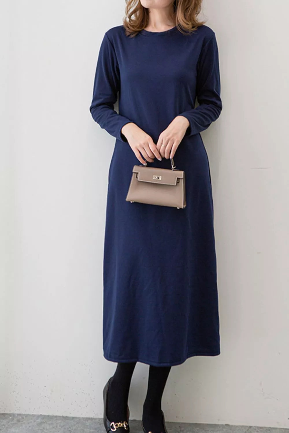 Casual Long Sleeve Midi Dress - Lilixa.store