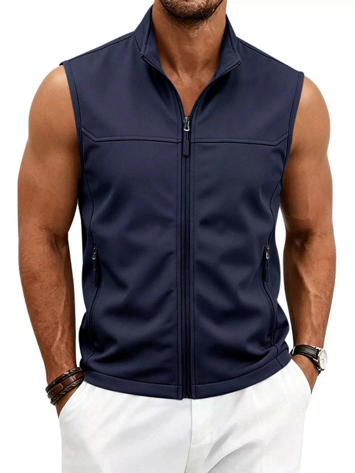 Men's Plus Size Zip Up Vest - Lilixa.store