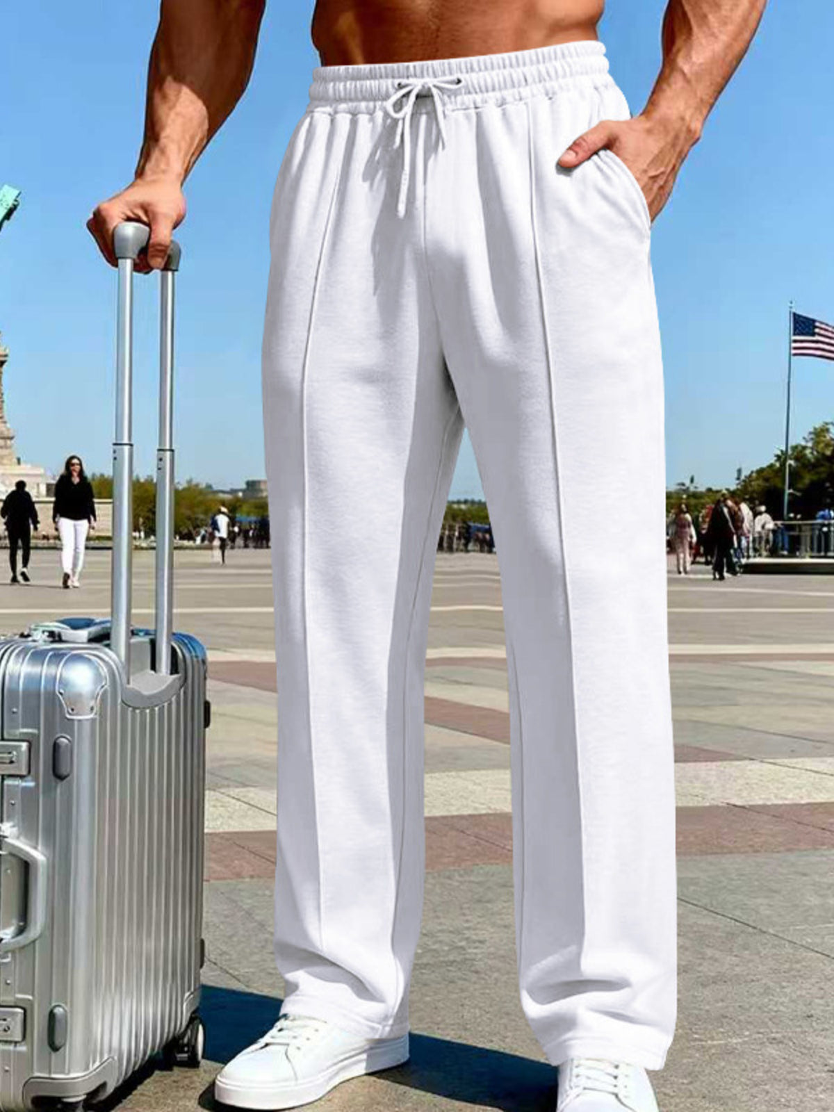 Men's Full Size Drawstring Wide Leg Pants Plus Size