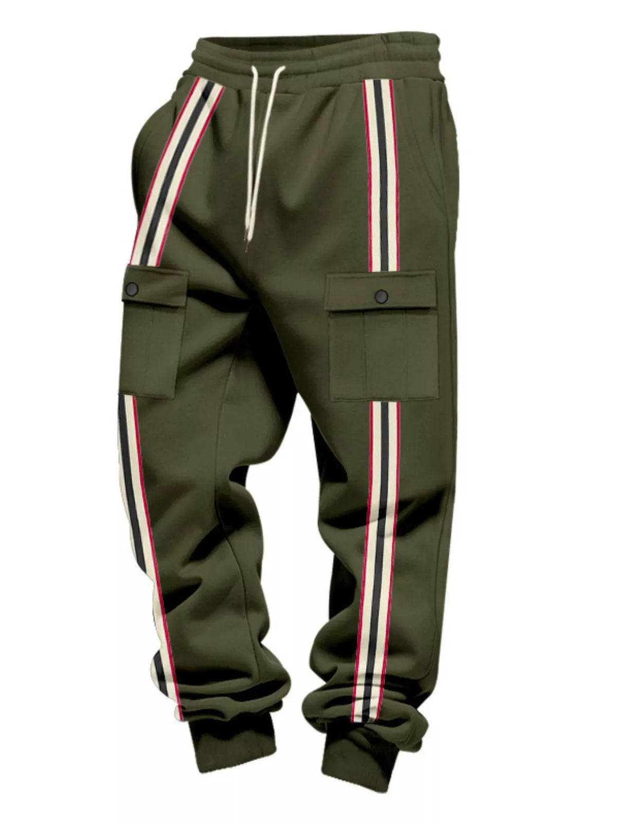 Men's Full Size Casual Striped Cargo Joggers Plus Size
