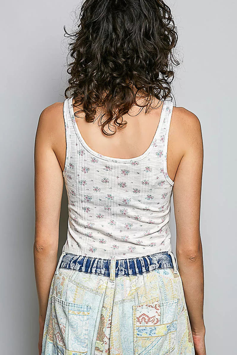 POL All Over Floral Ribbed Tank - Lilixa.store